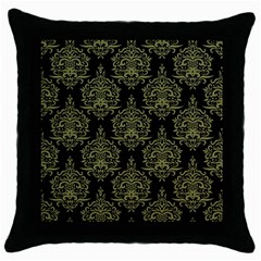 Black And Green Ornament Damask Vintage Throw Pillow Case (black) by ConteMonfrey