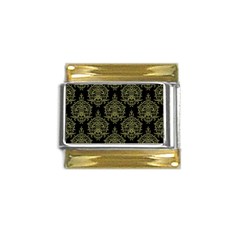 Black And Green Ornament Damask Vintage Gold Trim Italian Charm (9mm) by ConteMonfrey