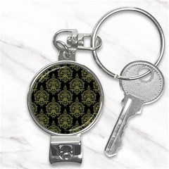 Black And Green Ornament Damask Vintage Nail Clippers Key Chain