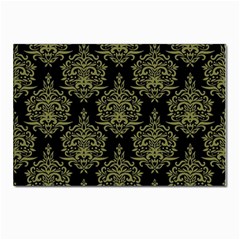 Black And Green Ornament Damask Vintage Postcard 4 x 6  (pkg Of 10) by ConteMonfrey