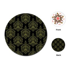 Black And Green Ornament Damask Vintage Playing Cards Single Design (round) by ConteMonfrey