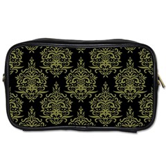 Black And Green Ornament Damask Vintage Toiletries Bag (two Sides) by ConteMonfrey