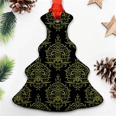 Black And Green Ornament Damask Vintage Christmas Tree Ornament (two Sides) by ConteMonfrey