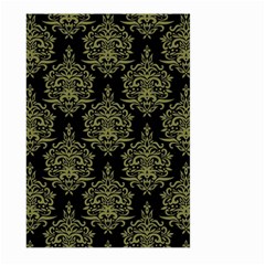 Black And Green Ornament Damask Vintage Large Garden Flag (two Sides) by ConteMonfrey