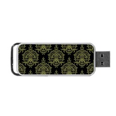 Black And Green Ornament Damask Vintage Portable Usb Flash (two Sides) by ConteMonfrey