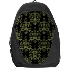 Black And Green Ornament Damask Vintage Backpack Bag by ConteMonfrey