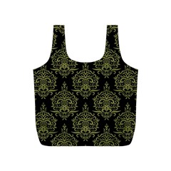 Black And Green Ornament Damask Vintage Full Print Recycle Bag (s) by ConteMonfrey