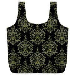 Black And Green Ornament Damask Vintage Full Print Recycle Bag (xl) by ConteMonfrey