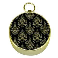 Black And Green Ornament Damask Vintage Gold Compasses by ConteMonfrey