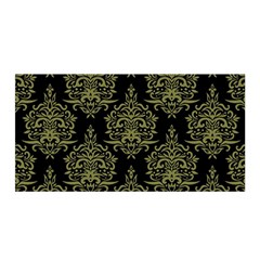 Black And Green Ornament Damask Vintage Satin Wrap 35  X 70  by ConteMonfrey