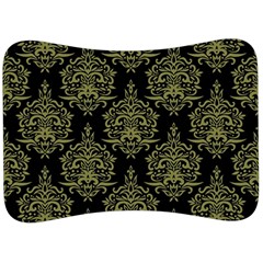 Black And Green Ornament Damask Vintage Velour Seat Head Rest Cushion by ConteMonfrey