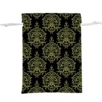 Black And Green Ornament Damask Vintage  Lightweight Drawstring Pouch (XL) Front