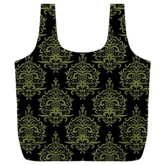 Black And Green Ornament Damask Vintage Full Print Recycle Bag (xxl) by ConteMonfrey