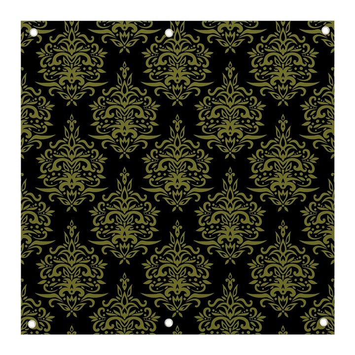 Black And Green Ornament Damask Vintage Banner and Sign 3  x 3 