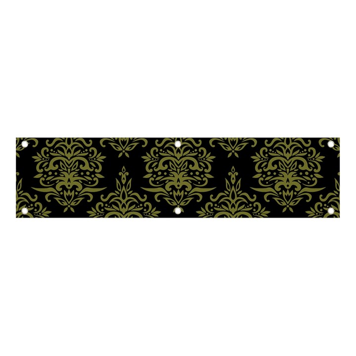 Black And Green Ornament Damask Vintage Banner and Sign 4  x 1 