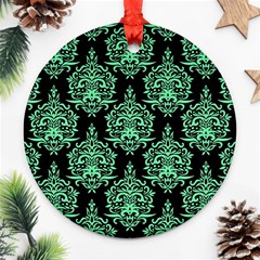 Black And Neon Ornament Damask Vintage Ornament (round) by ConteMonfrey