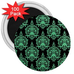 Black And Neon Ornament Damask Vintage 3  Magnets (100 Pack) by ConteMonfrey