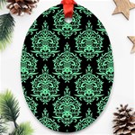 Black And Neon Ornament Damask Vintage Oval Ornament (Two Sides) Back