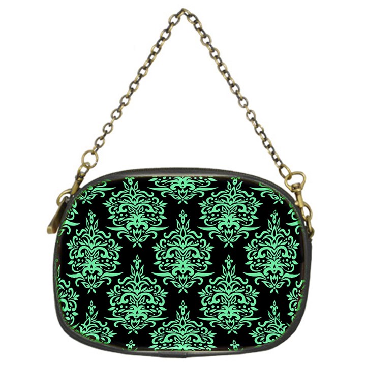 Black And Neon Ornament Damask Vintage Chain Purse (One Side)