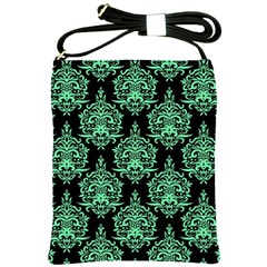 Black And Neon Ornament Damask Vintage Shoulder Sling Bag by ConteMonfrey