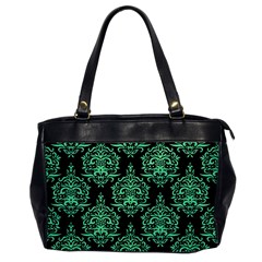 Black And Neon Ornament Damask Vintage Oversize Office Handbag by ConteMonfrey