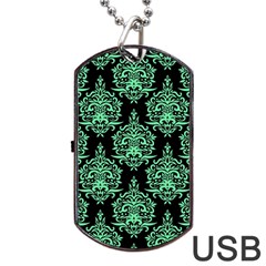 Black And Neon Ornament Damask Vintage Dog Tag Usb Flash (one Side) by ConteMonfrey