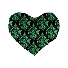 Black And Neon Ornament Damask Vintage Standard 16  Premium Heart Shape Cushions by ConteMonfrey