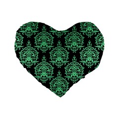 Black And Neon Ornament Damask Vintage Standard 16  Premium Flano Heart Shape Cushions by ConteMonfrey