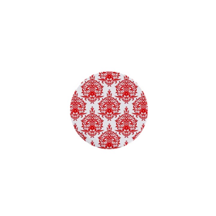 White And Red Ornament Damask Vintage 1  Mini Magnets