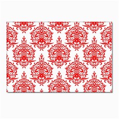 White And Red Ornament Damask Vintage Postcard 4 x 6  (pkg Of 10) by ConteMonfrey