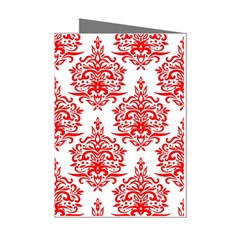 White And Red Ornament Damask Vintage Mini Greeting Cards (pkg Of 8) by ConteMonfrey