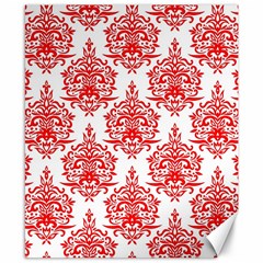 White And Red Ornament Damask Vintage Canvas 8  X 10  by ConteMonfrey