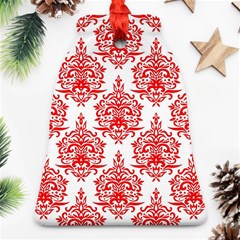 White And Red Ornament Damask Vintage Ornament (bell)