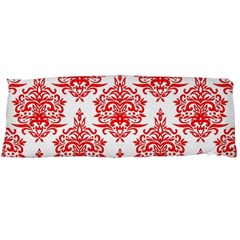 White And Red Ornament Damask Vintage Body Pillow Case (dakimakura) by ConteMonfrey