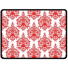 White And Red Ornament Damask Vintage Double Sided Fleece Blanket (large)  by ConteMonfrey