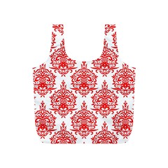 White And Red Ornament Damask Vintage Full Print Recycle Bag (s) by ConteMonfrey