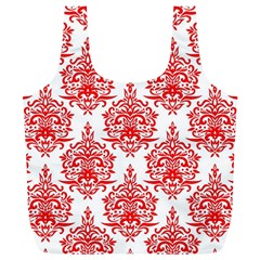 White And Red Ornament Damask Vintage Full Print Recycle Bag (xl) by ConteMonfrey