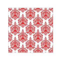 White And Red Ornament Damask Vintage Square Satin Scarf (30  X 30 ) by ConteMonfrey