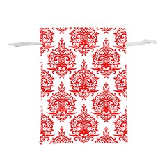 White And Red Ornament Damask Vintage Lightweight Drawstring Pouch (s) by ConteMonfrey