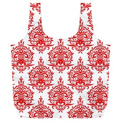 White And Red Ornament Damask Vintage Full Print Recycle Bag (xxxl) by ConteMonfrey