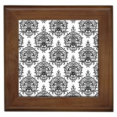 Black And White Ornament Damask Vintage Framed Tile by ConteMonfrey