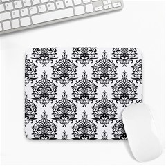 Black And White Ornament Damask Vintage Small Mousepad by ConteMonfrey