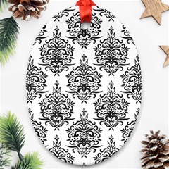 Black And White Ornament Damask Vintage Ornament (oval) by ConteMonfrey