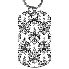 Black And White Ornament Damask Vintage Dog Tag (one Side) by ConteMonfrey