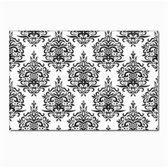 Black And White Ornament Damask Vintage Postcard 4 x 6  (pkg Of 10) by ConteMonfrey