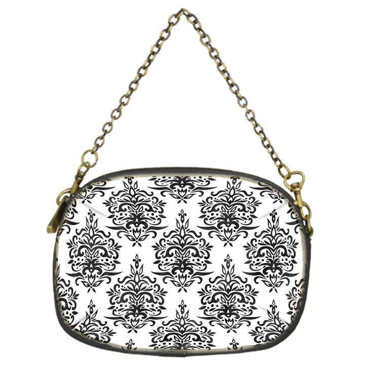 Black And White Ornament Damask Vintage Chain Purse (One Side)