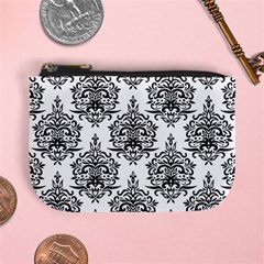 Black And White Ornament Damask Vintage Mini Coin Purse by ConteMonfrey