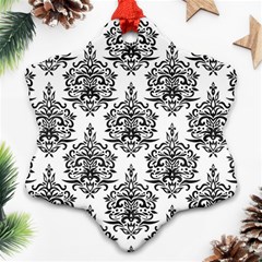 Black And White Ornament Damask Vintage Snowflake Ornament (two Sides) by ConteMonfrey