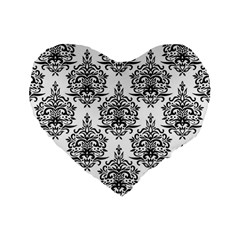 Black And White Ornament Damask Vintage Standard 16  Premium Heart Shape Cushions by ConteMonfrey