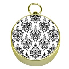 Black And White Ornament Damask Vintage Gold Compasses by ConteMonfrey